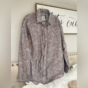 Men's Paisley Dress Shirt - Gray and Red